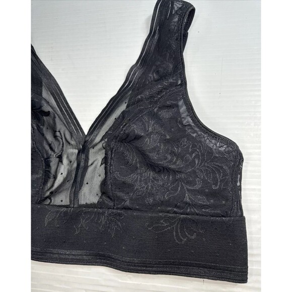 Wacoal 810340 Net Effect Soft Cup Bra Bralette Lace Wire Free Black Sz 32 - Picture 5 of 9